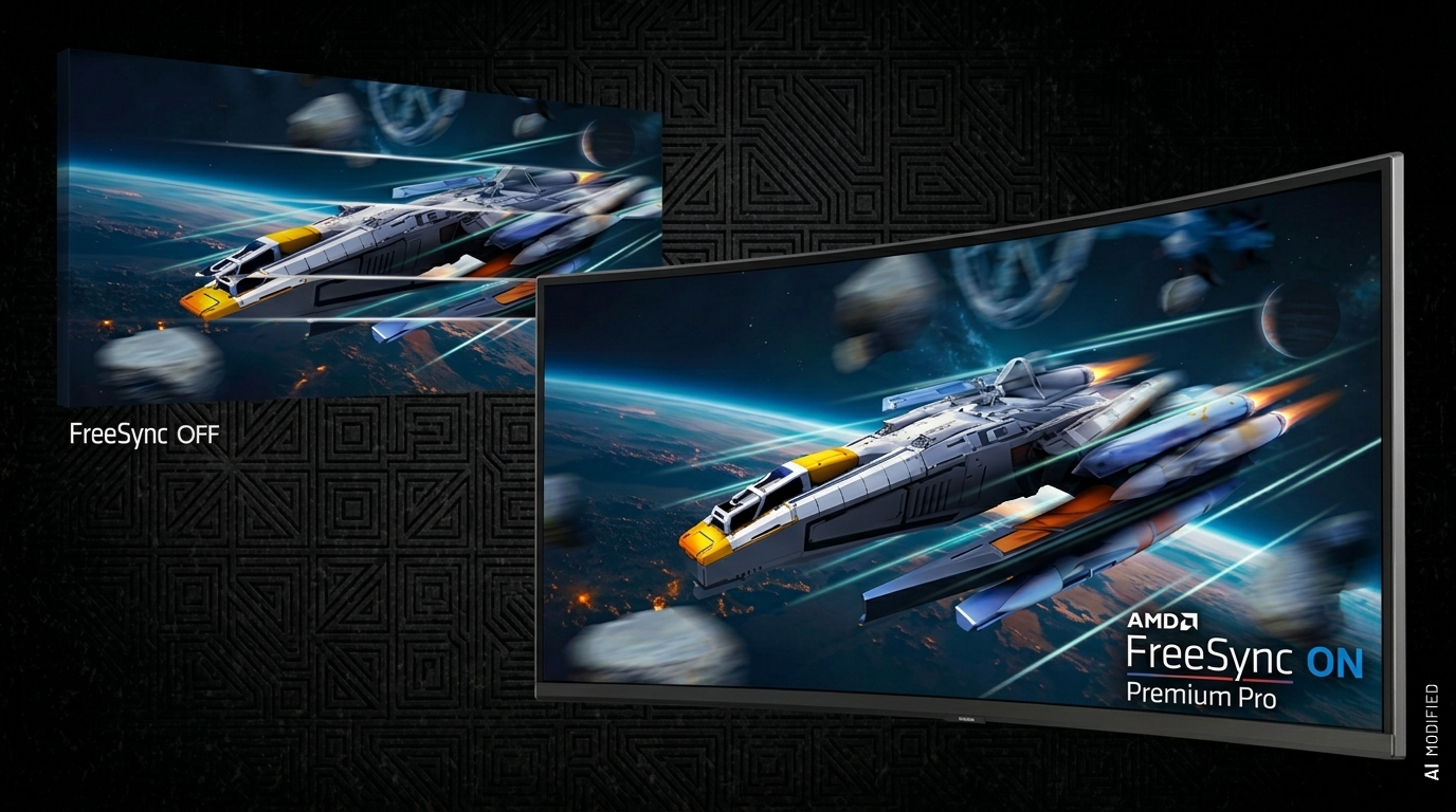 Game scene comparison: FreeSync off and AMD FreeSync Premium Pro on