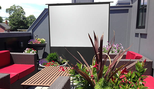 Screen and beamer on a terrace