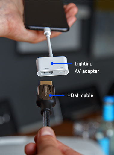 Lighting AV adapter and HDMI cable